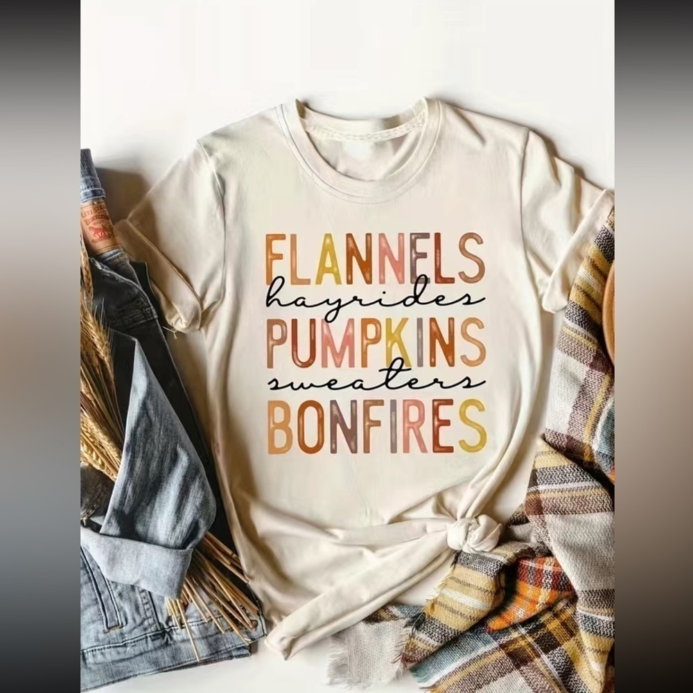 Fall Flannels Graphic Tee Shirt NEW